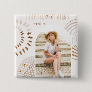 Boho Formen mit Name und Foto Arch Button