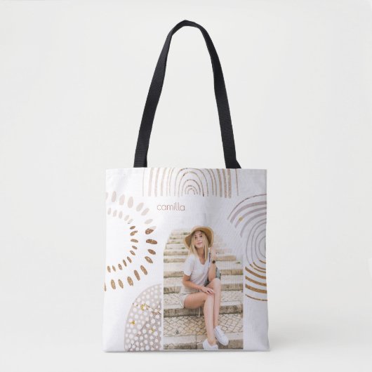 Boho Formen und Name mit Foto Arch Tasche (Vorderseite)
