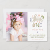 Boho Foto 1. Geburtstag Dankeschön Karte (Vorderseite)