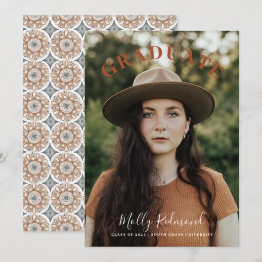 Boho Foto Abschluss Ankündigung (Vorne/Hinten)