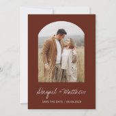 Boho Foto Arch Save the Date Terracotta Einladung (Vorderseite)