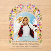 Boho Foto Arch Wildblume Bloom Wedding Acryleinladungen (Vorderseite)