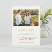 Boho Foto Collage Elegante Hochzeit Einladung (Stehend Vorderseite)