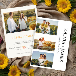 Boho Foto Collage Elegante Hochzeit Einladung