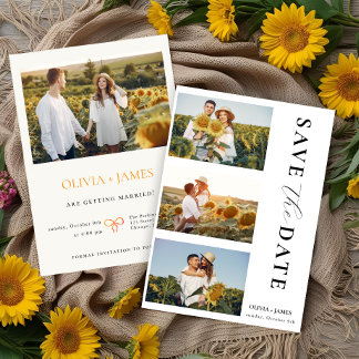 Boho Foto Collage Eleganter Sommer Save the Date Einladung