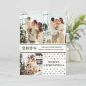 Boho Foto Collage Weihnachtsfeiertagskarte Feiertagskarte (Stehend Vorderseite)
