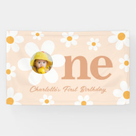 Boho Foto Daisy 1. Geburtstag Party Banner