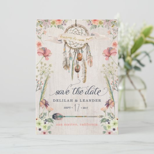 Boho Foto Dreamcatcher Speichern Sie die Datumskar Save The Date (Stehend Vorderseite)