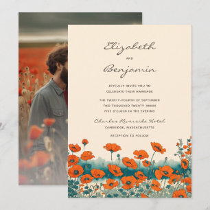 Boho Foto Floral Wildblume Wedding Einladung