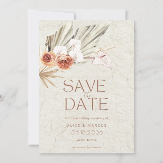 Boho Foto Hochzeit im Herbst Save The Date (Vorderseite)