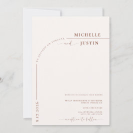 Boho Foto | Minimalistische Kalligrafie Script Wed Einladung