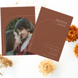 Boho Foto | Minimalistische Kalligrafie Script Wed Einladung