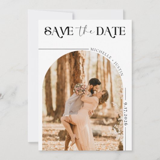 Boho Foto | Modern Save the Date Einladung (Vorderseite)