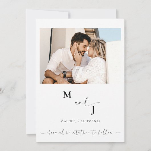 Boho Foto | Modern Save the Date Einladung (Rückseite)