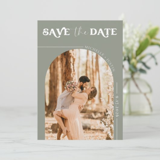 Boho Foto | Modern Save the Date Einladung (Stehend Vorderseite)