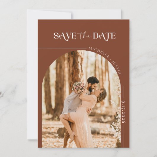 Boho Foto | Modern Save the Date Einladung (Vorderseite)