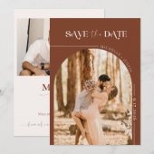 Boho Foto | Modern Save the Date Einladung (Vorne/Hinten)