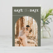 Boho Foto | Modern Save the Date Einladung (Stehend Vorderseite)