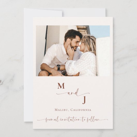 Boho Foto | Moderne Save the Date Einladung (Rückseite)