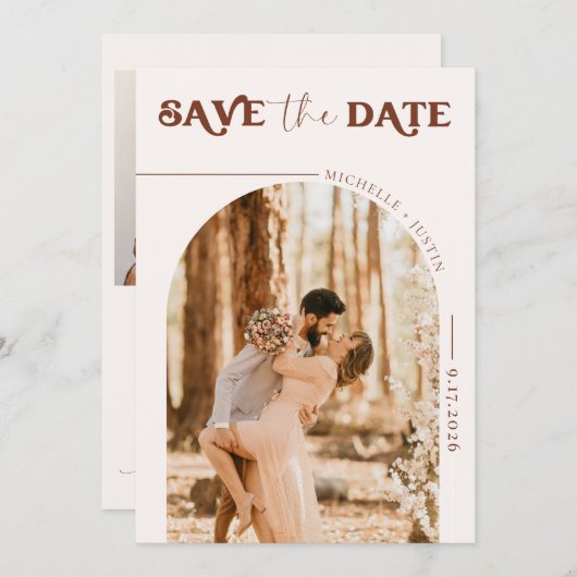 Boho Foto | Moderne Save the Date Einladung (Vorne/Hinten)
