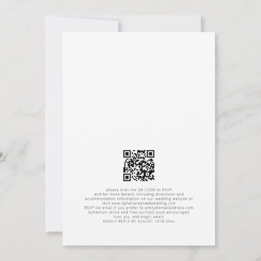 Boho Foto Overlay QR Code Bohemisch Hochzeit Einladung (Rückseite)