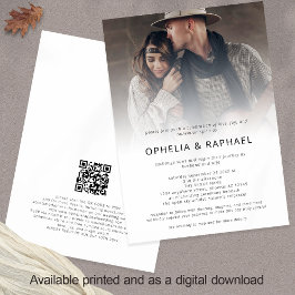 Boho Foto Overlay QR Code Bohemisch Hochzeit Einladung