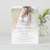 Boho Foto Overlay Script Bohemisch Baby Shooter Einladung (Stehend Vorderseite)