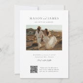 Boho Foto Qr Code Hochzeit in Urlaubsort Save The Date (Rückseite)