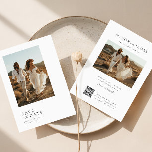 Boho Foto Qr Code Hochzeit in Urlaubsort Save The Date