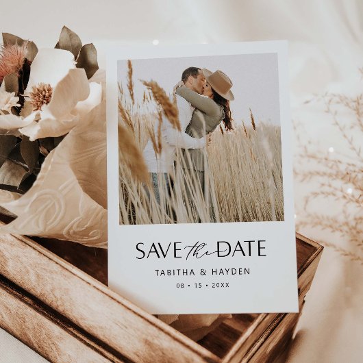 Boho Foto Save the Date Karte Minimalistisch Hochz