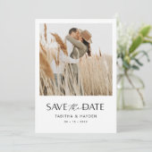 Boho Foto Save the Date Karte Minimalistisch Hochz (Stehend Vorderseite)