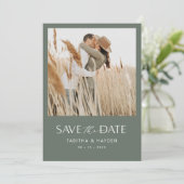 Boho Foto Save the Date Karte Minimalistisch Hochz (Stehend Vorderseite)