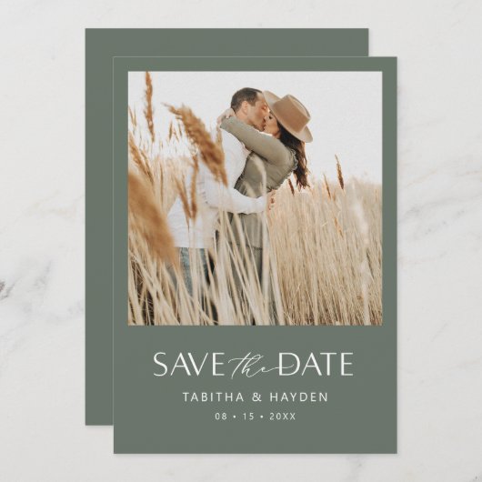 Boho Foto Save the Date Karte Minimalistisch Hochz (Vorne/Hinten)