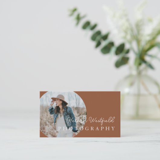 Boho Foto Small Business Card Visitenkarte (Stehend Vorderseite)