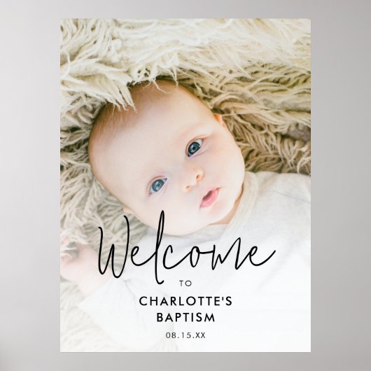 Boho Foto Taufe Begrüßungszeichen Poster (Vorne)