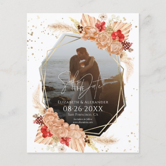 Boho Foto | Terracotta Wedding Save the Date (Vorderseite)