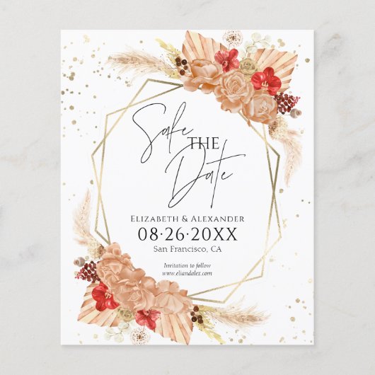 Boho Foto | Terracotta Wedding Save the Date (Vorderseite)