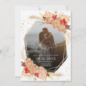 Boho Foto | Terracotta Wedding Save the Date Einladung (Vorderseite)