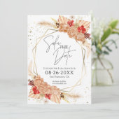 Boho Foto | Terracotta Wedding Save the Date Einladung (Stehend Vorderseite)
