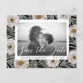 Boho Foto Tropical Floral Save the Date Hochzeit Postkarte (Vorderseite)
