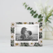 Boho Foto Tropical Floral Save the Date Hochzeit Postkarte (Stehend Vorderseite)