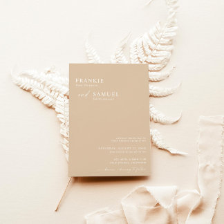 Boho Foto Wedding Einladung, Moderne Beige Einladu Einladung