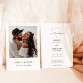 Boho Foto Wedding Einladung, Modernes Minimalistis Einladung