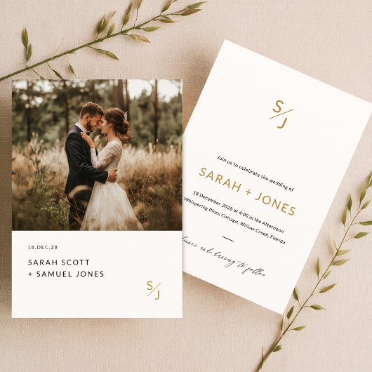 Boho Foto Wedding Invite | Chic Modern Minimalisti Einladung