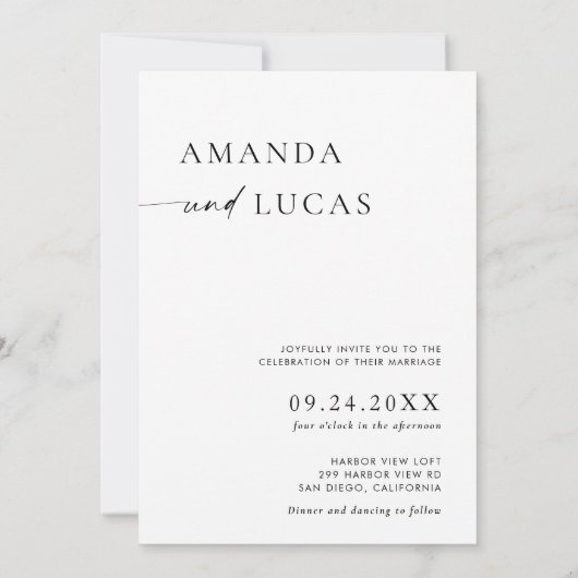 Boho Foto Wedding Invite | Deutsch Minimalistisch Einladung (Rückseite)
