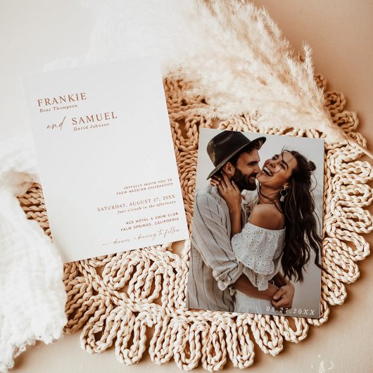 Boho Foto Wedding Invite, Moderne Minimalistisch Einladung