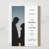 Boho Foto Wedding Invite | Modernes Minimalistisch Einladung (Vorderseite)