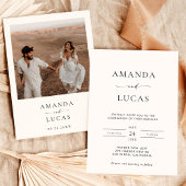 Boho Foto Wedding Invite | Modernes Minimalistisch Einladung