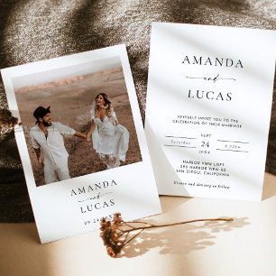 Boho Foto Wedding Invite Modernes Minimalistisch Einladung