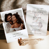 Boho Foto Wedding Invite | Modernes Minimalistisch Einladung